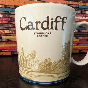 2015 Starbucks Cardiff Mug with Cream and Navy Design